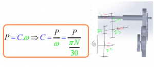 Exemple de formule utilisée (à gauche) et exemple d'utilisation de la CAO pour trouver les couples du système (à droite)