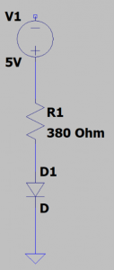 Schéma électrique du branchement d'une diode