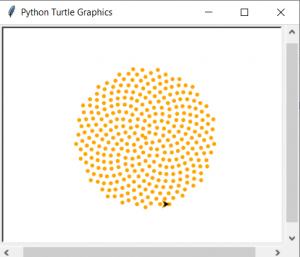 Représentation graphique de la phyllotaxie spiralée (angle d’or: 137.5 degrés)