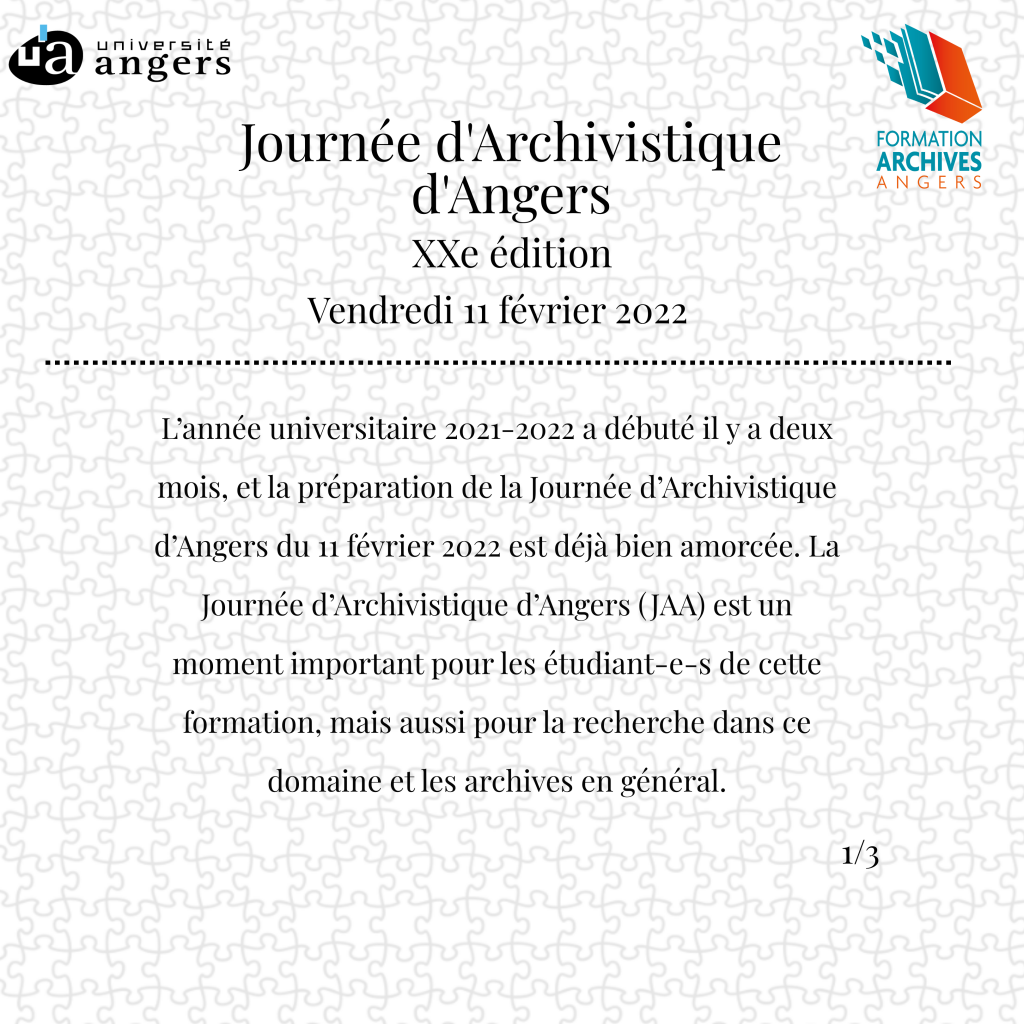 La journée d'archivistique d'Angers - 1
